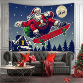 Lofaris Santa Skateboarding Tree Room Decoration Wall Tapestry